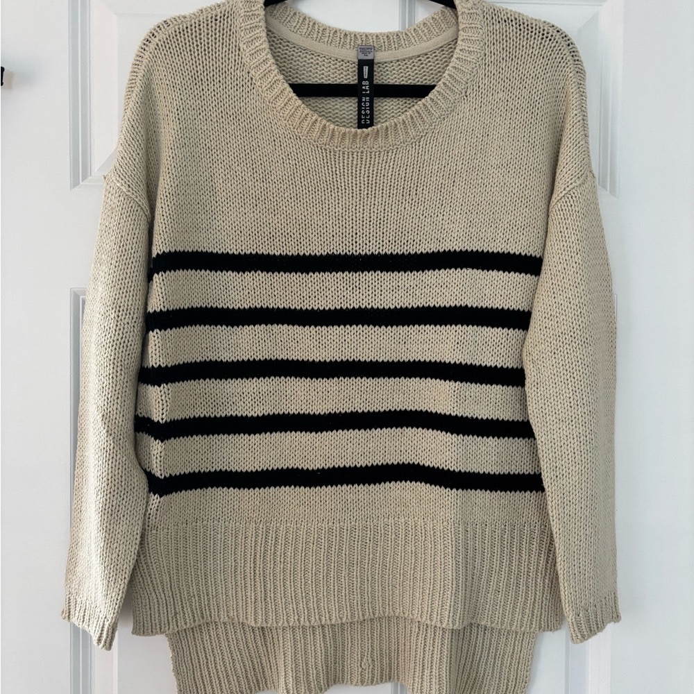 Lord & Taylor, design lab Striped Beige and Black knit Sweater
